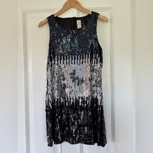 Aqua Black and Silver Sheath Mini Dress